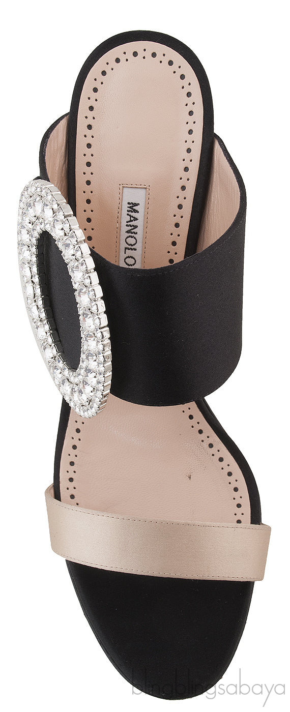 Bi-color Crystal Buckle Sandals