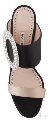 Bi-color Crystal Buckle Sandals