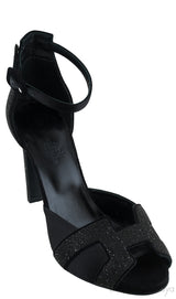Premiere Glitter Black Slingback Heels