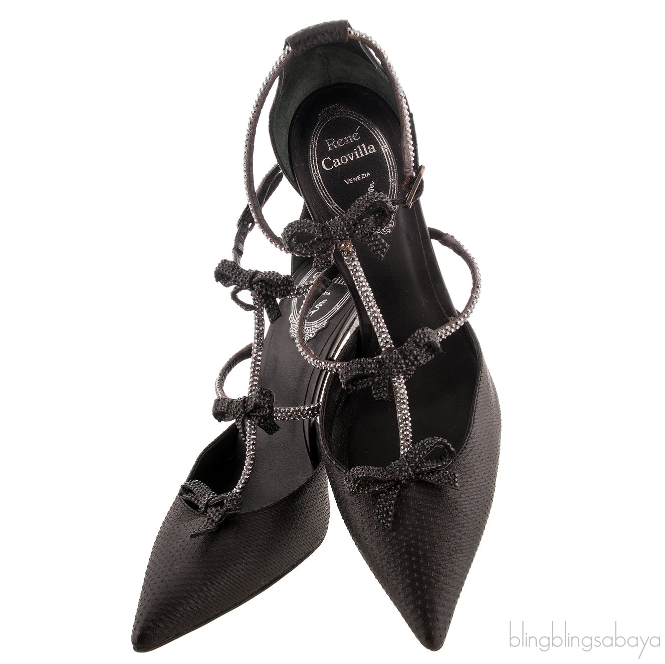 Black Ribbon T-strap Heels