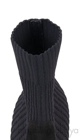 Black Knitted Pointed Toe Ankle Boots