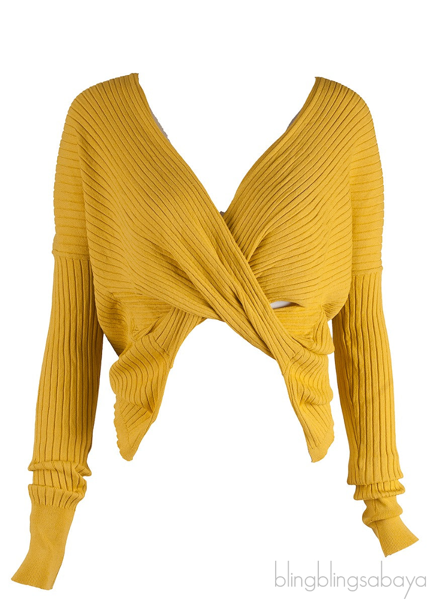 Yellow Mustard Knitted Long Sleeve Top