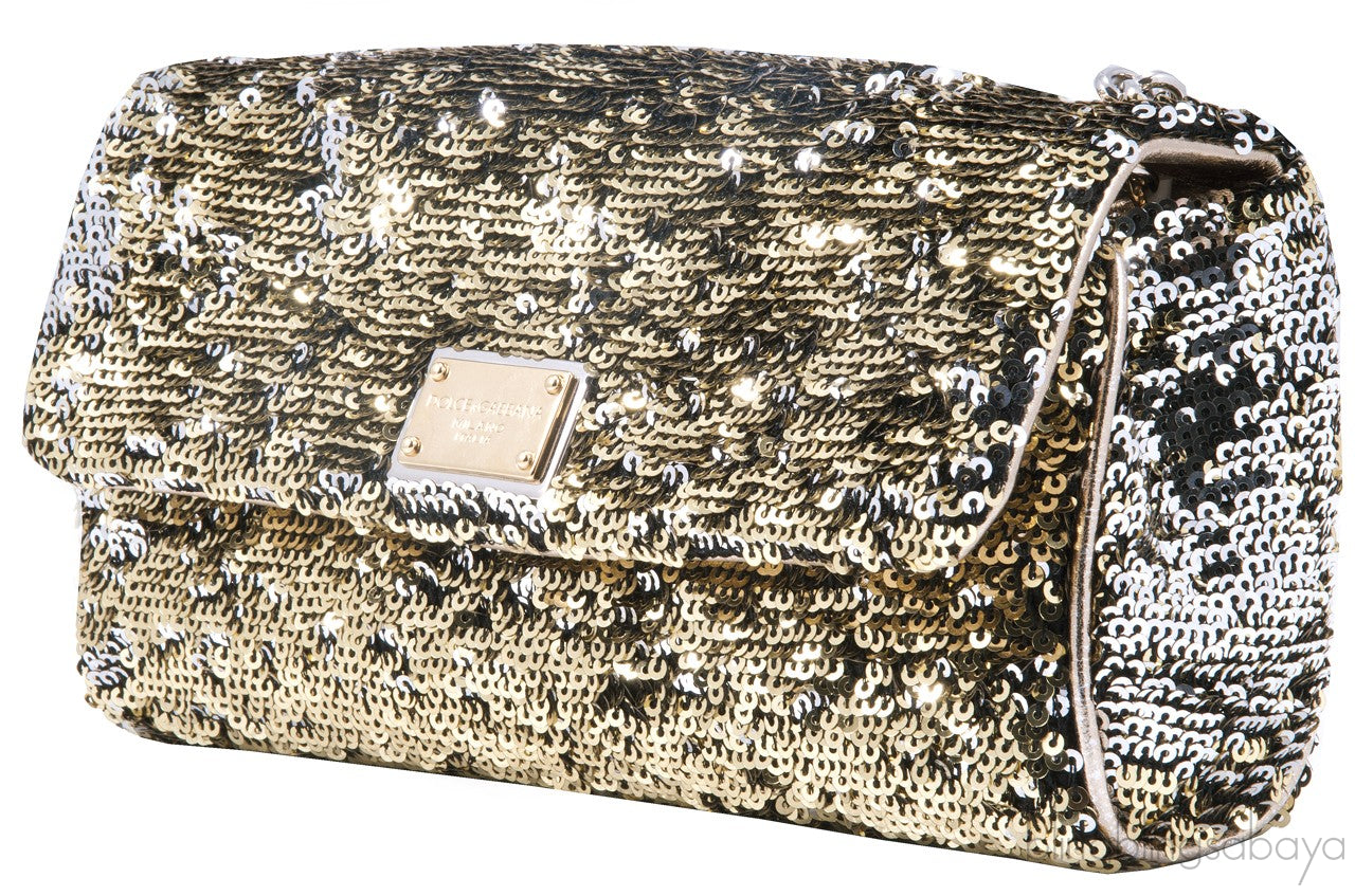 Sequined Leather Shoulder Bag