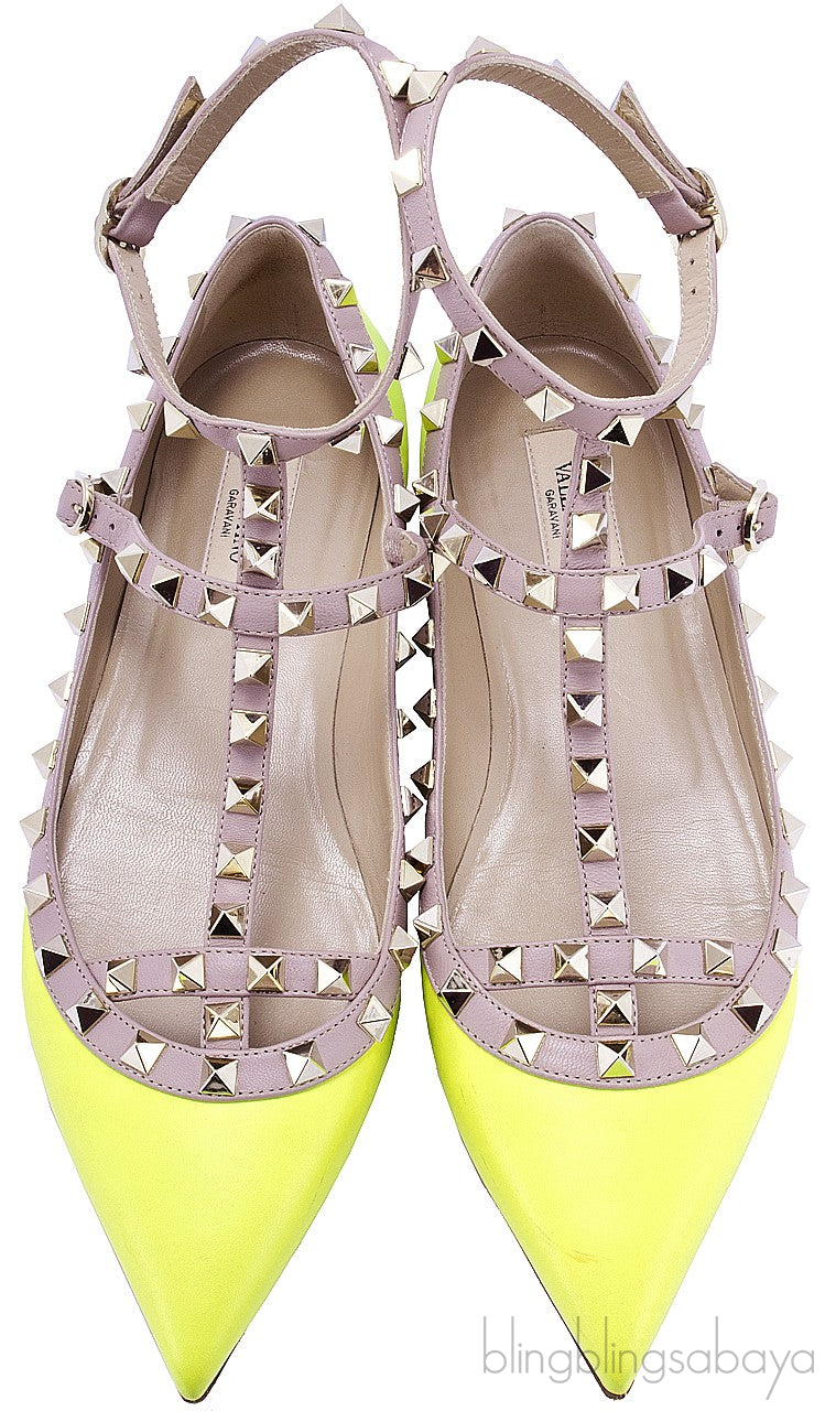 Citron Rockstud Flat Ballerina