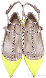 Citron Rockstud Flat Ballerina