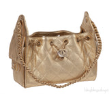Chanel 25 Mini Gold Metallic Grained Leather GHW