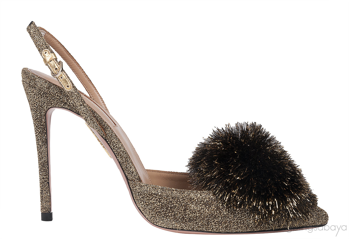 Metallic Gold Powder Puff Heels