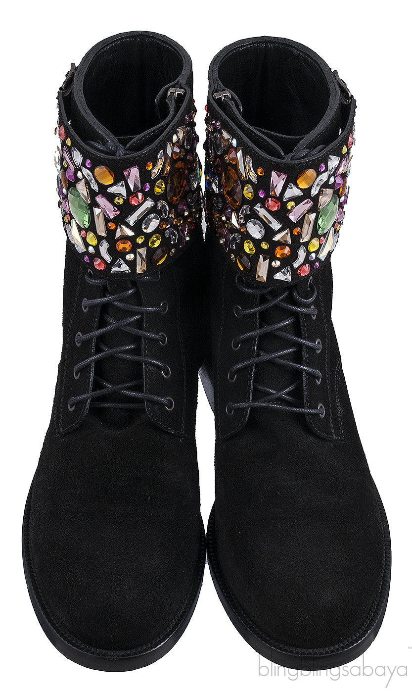 Jewelled Suede Ankle Boots