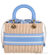 Lady Dior Natural Wicker & Light Blue Dior Oblique Jacquard Medium