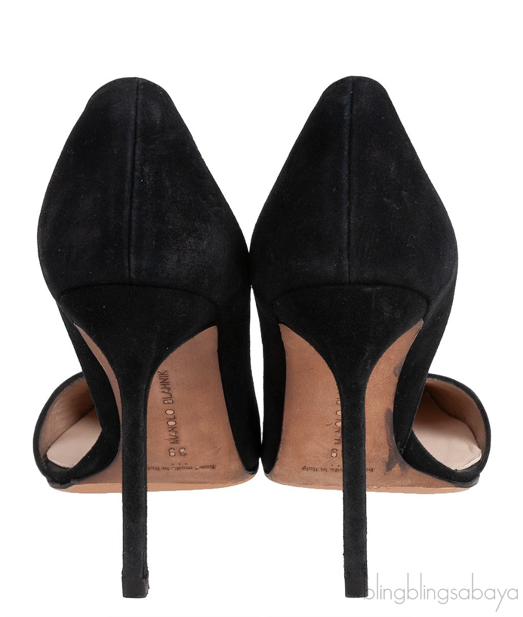 Black Suede Pointed Toe Heels
