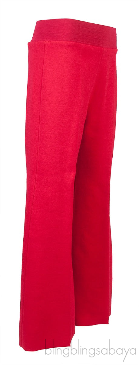 Red Stretch Knit Wide Leg Trouser