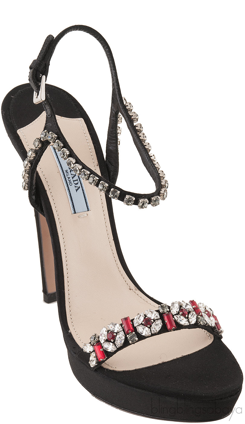 Jewel Embellished Black Sandals