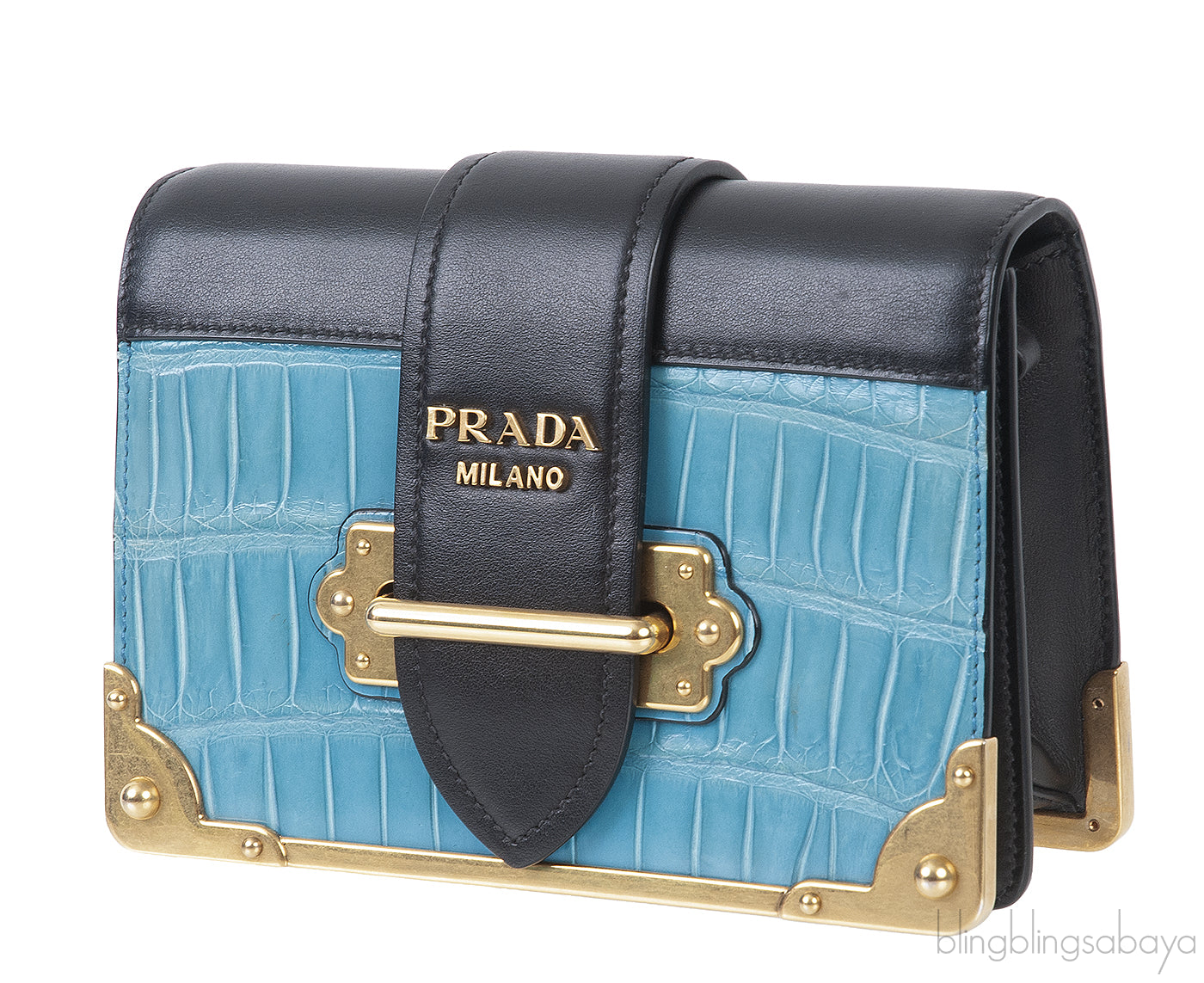 Prada Cahier City Calf Flap Crocodile Bag