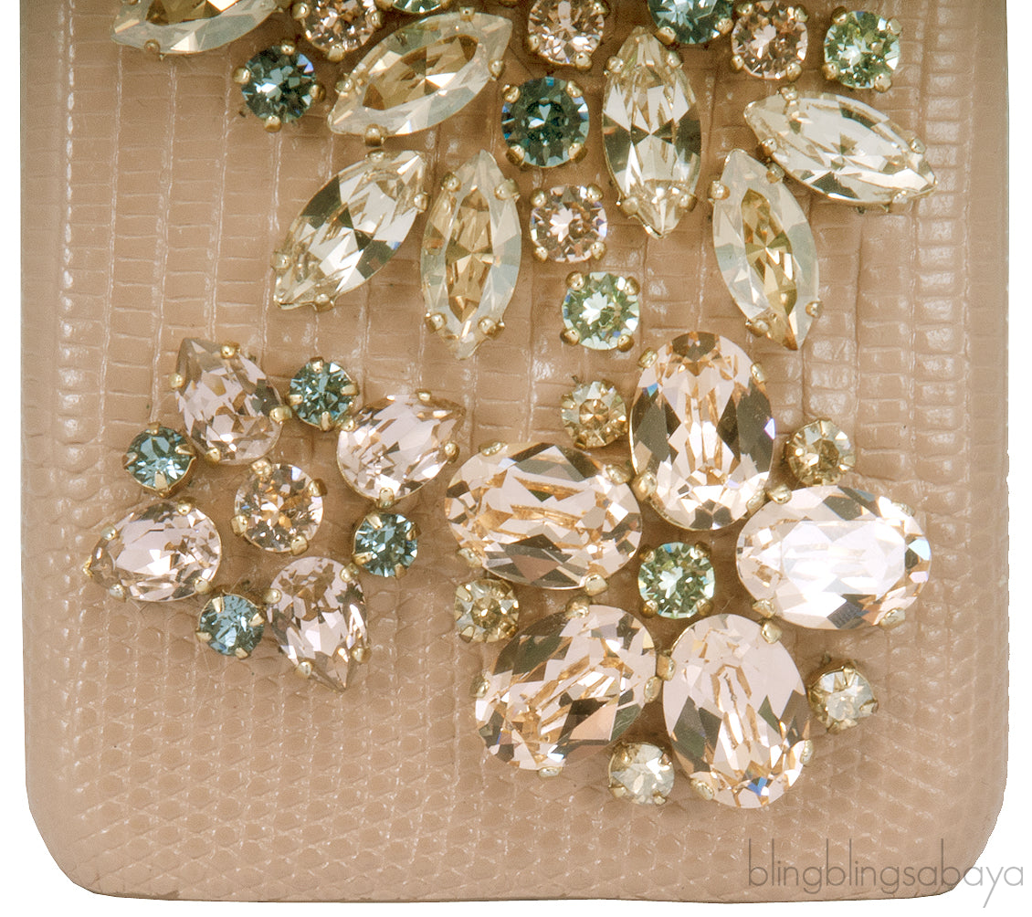 Crystal Embellished Beige Iphone Case