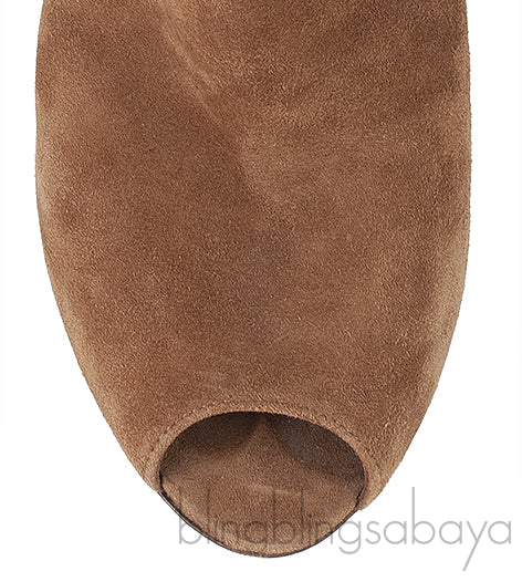 Louis Vuitton Brown Suede Peep Toe Ankle Boots