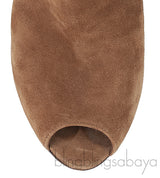 Louis Vuitton Brown Suede Peep Toe Ankle Boots