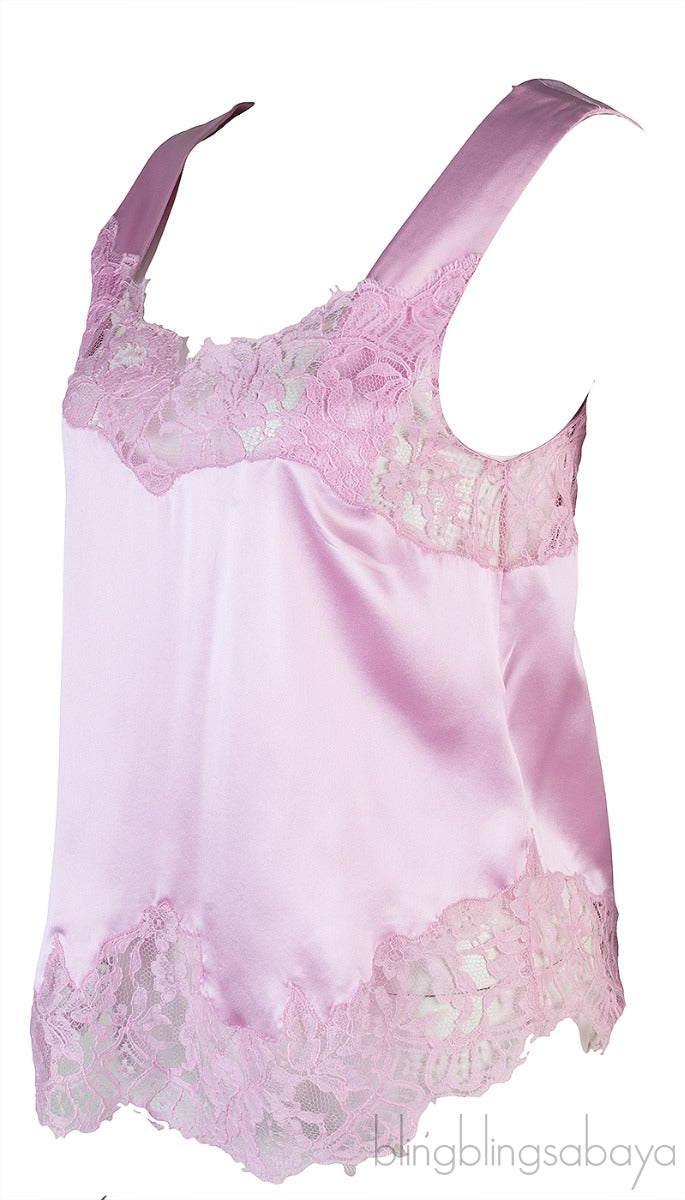 Pink Lace Trim Top