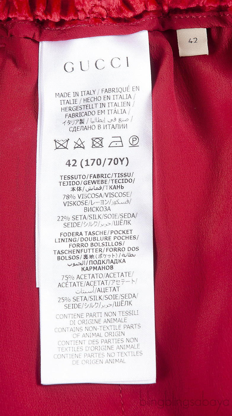 Gucci Red GG Devore Velvet Shirt & Wide Leg Trouser