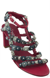 Chanel Camellia Strappy Pearl Red Sandals