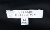 Versace Collection Black V-Neck Metal Bead Accent Long Sleeve Dress