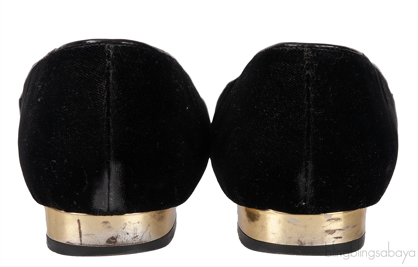 Kitty Black Velvet Flat Shoes