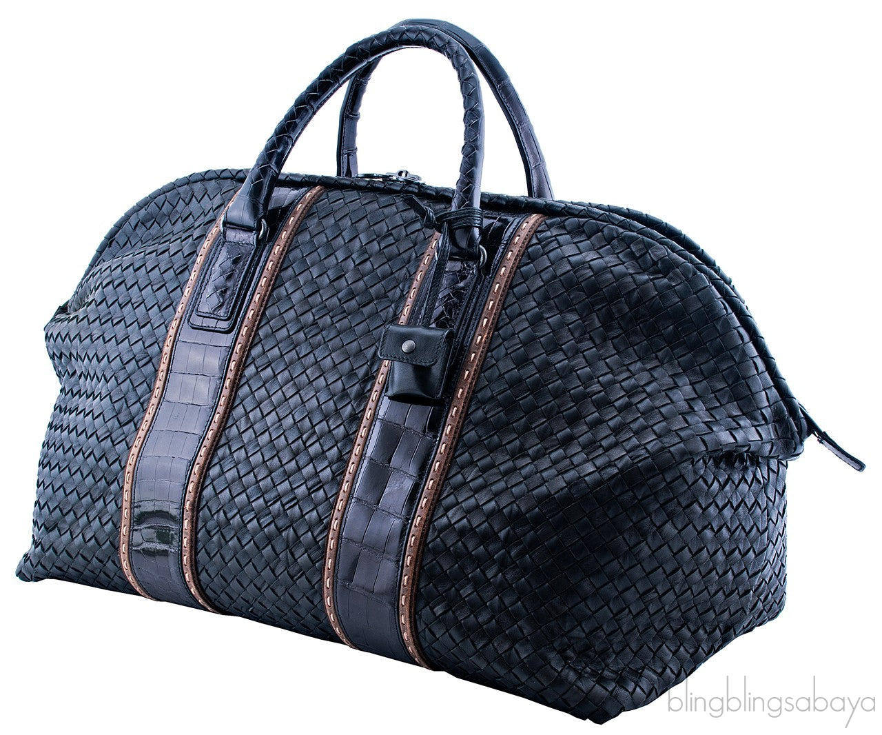 Nero Intrecciato Nappa Croco Duffle
