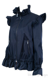 Dark Blue Ruffled Bomber