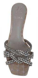 Gina Twyla Croc Embossed 55 Square Toe Sandals