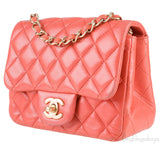 Coral Quilted Mini Flap Bag