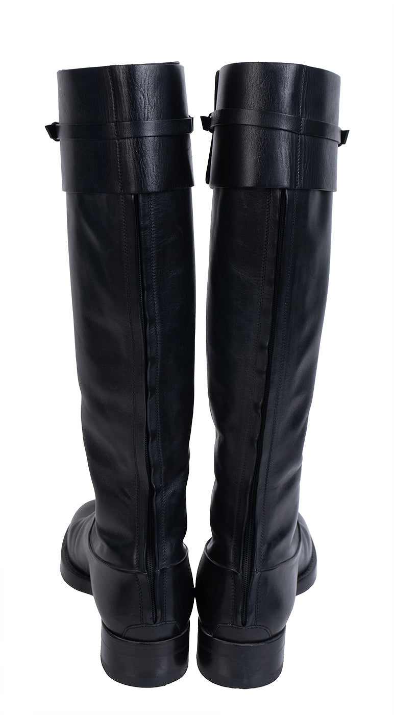 Gucci Horsebit Accent Black Leather Knee High Boots 39.5