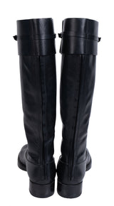 Gucci Horsebit Accent Black Leather Knee High Boots 39.5