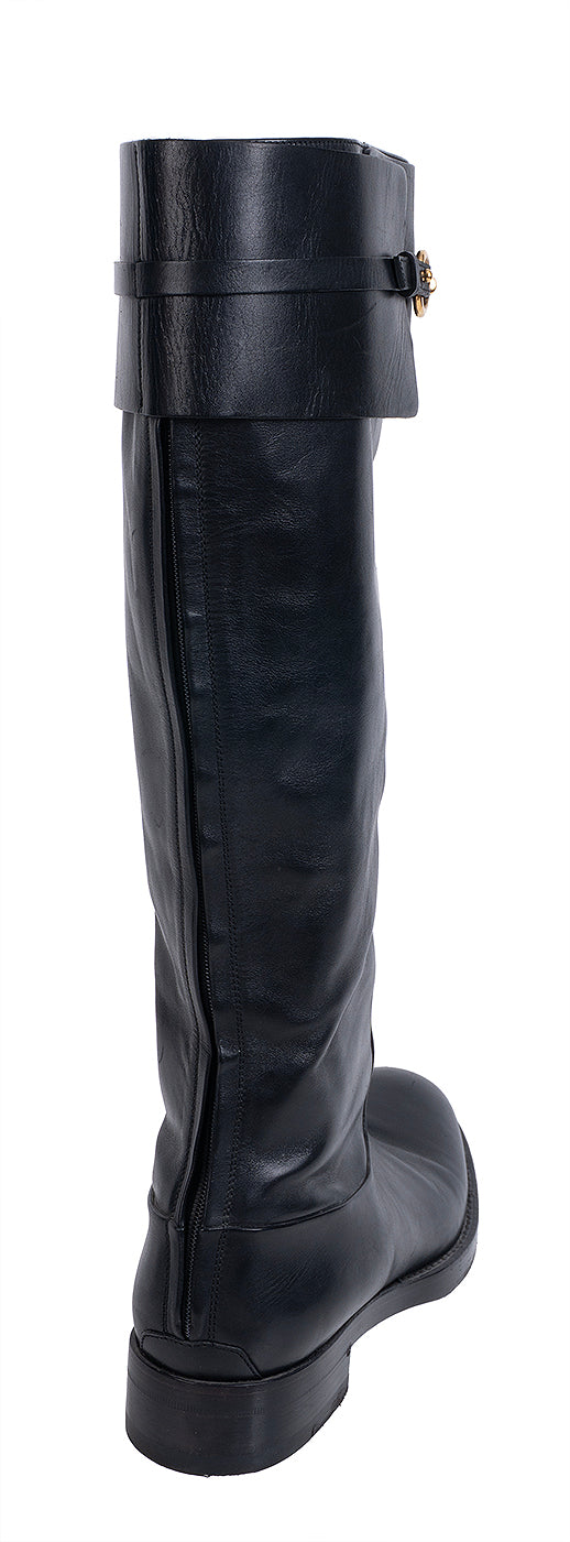Gucci Horsebit Accent Black Leather Knee High Boots 39.5