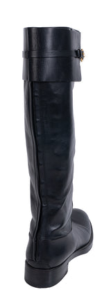 Gucci Horsebit Accent Black Leather Knee High Boots 39.5
