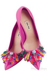 Fuchsia Crystal Vamp Heels