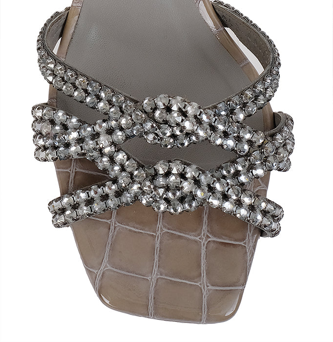 Gina Twyla Croc Embossed 55 Square Toe Sandals