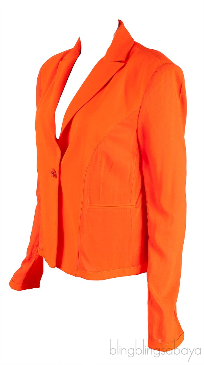 Orange Padded Shoulder Blazer
