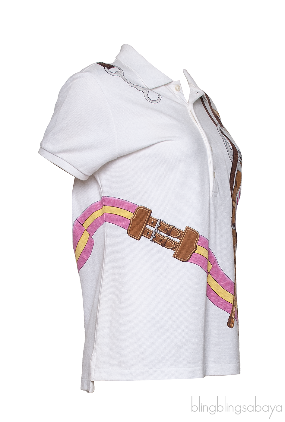 Ralph Lauren White Printed Skinny Polo Shirt