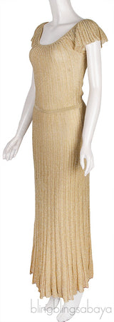 Gold Metallic Knit Maxi Dress