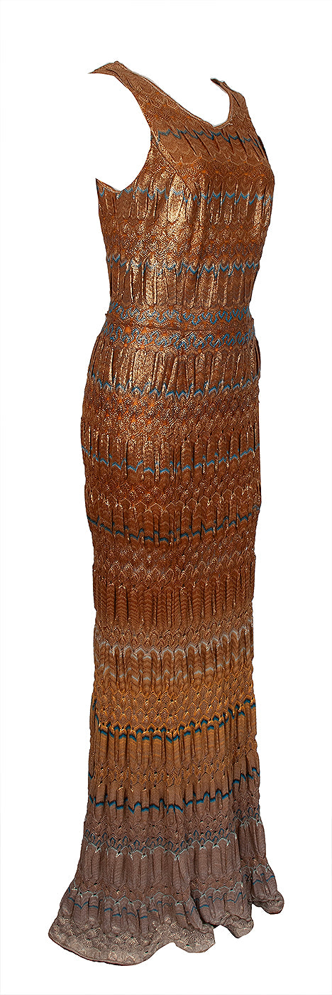 Missoni Metallic Gold Lurex Knit Ombre Maxi Dress