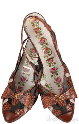 Gucci Malaga Kid Elaphe Lizard Butterflies Mid-Heel Slingback