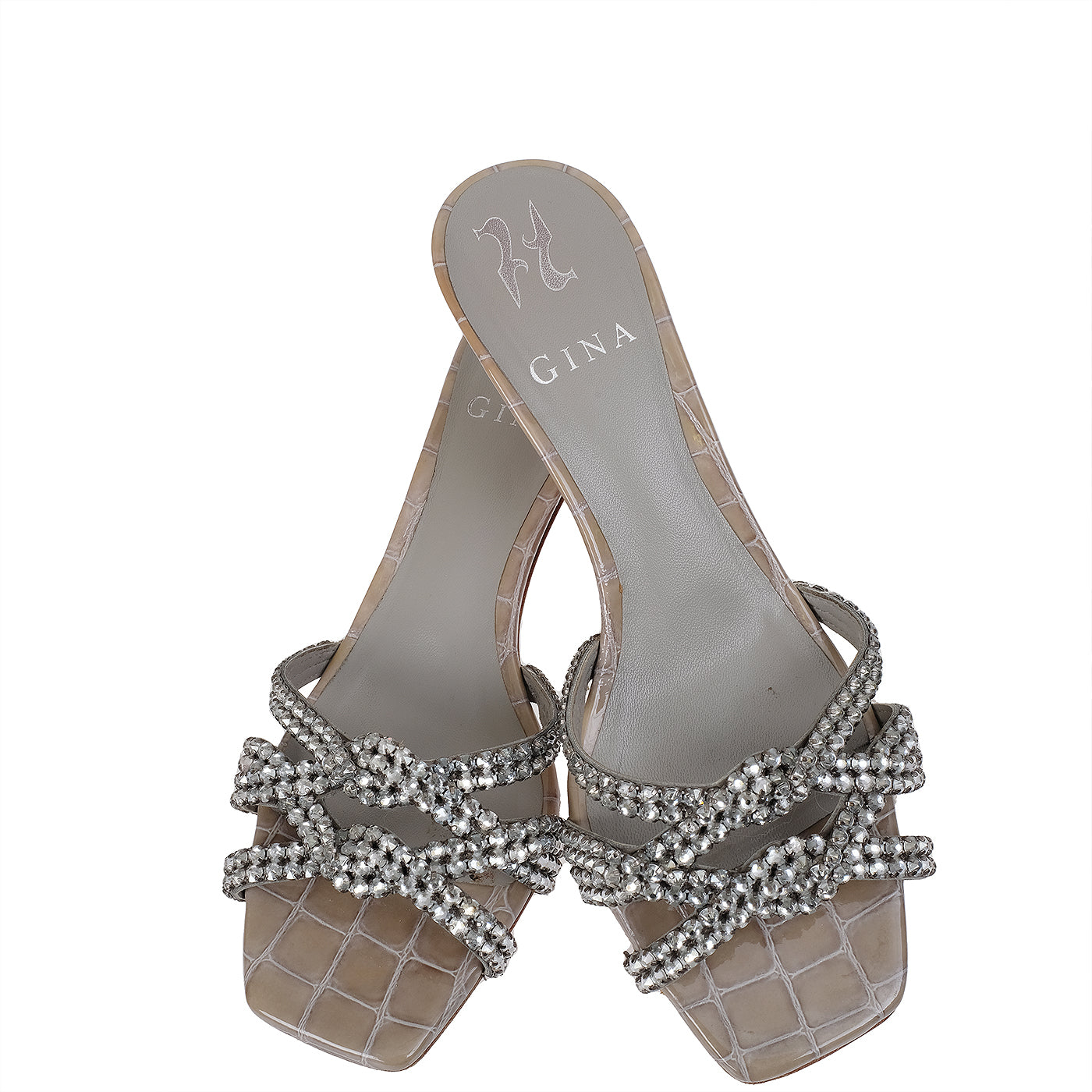Gina Twyla Croc Embossed 55 Square Toe Sandals