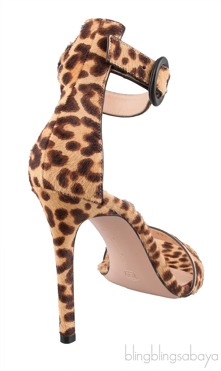 Portifino Leopard Calf Hair Sandals