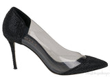 Black Crystal PVC Heels