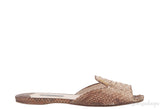 Brown Python Open Toe Slide Sandals 38