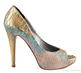 Python Multi-color Peep Toe Heels