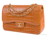 Classic Orange Crocodile Jumbo Flap Bag