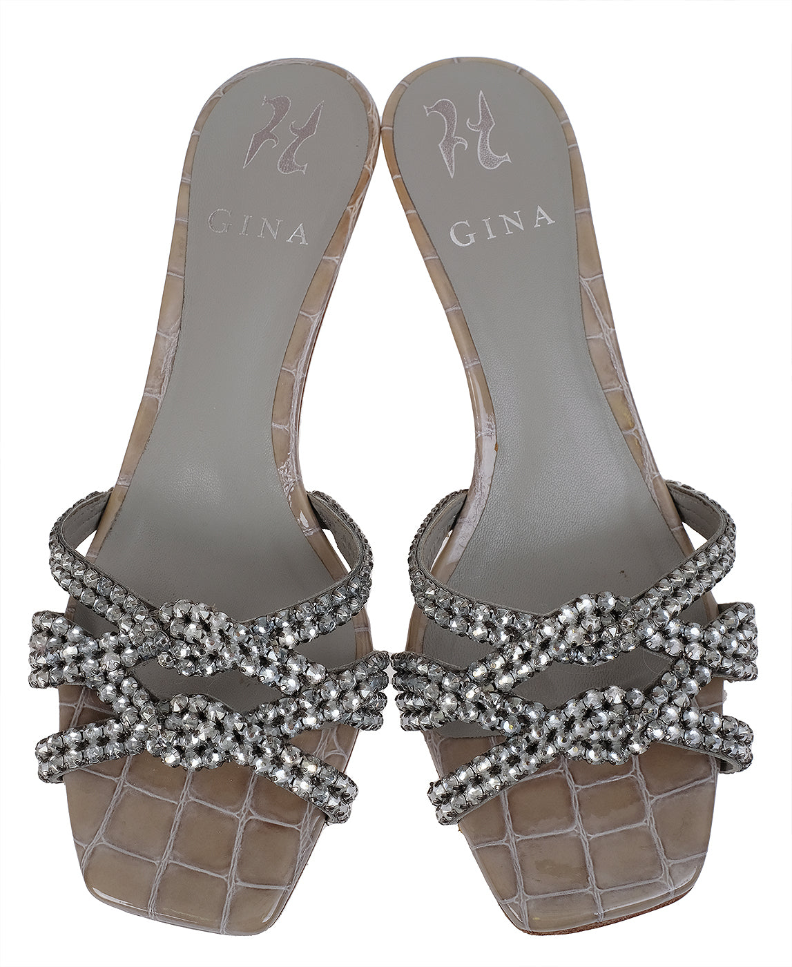 Gina Twyla Croc Embossed 55 Square Toe Sandals