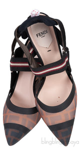 Colibrì Brown Mesh High-heeled Slingbacks