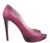 Magenta Snakeskin Peep Toe Pump