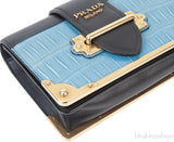 Prada Cahier City Calf Flap Crocodile Bag